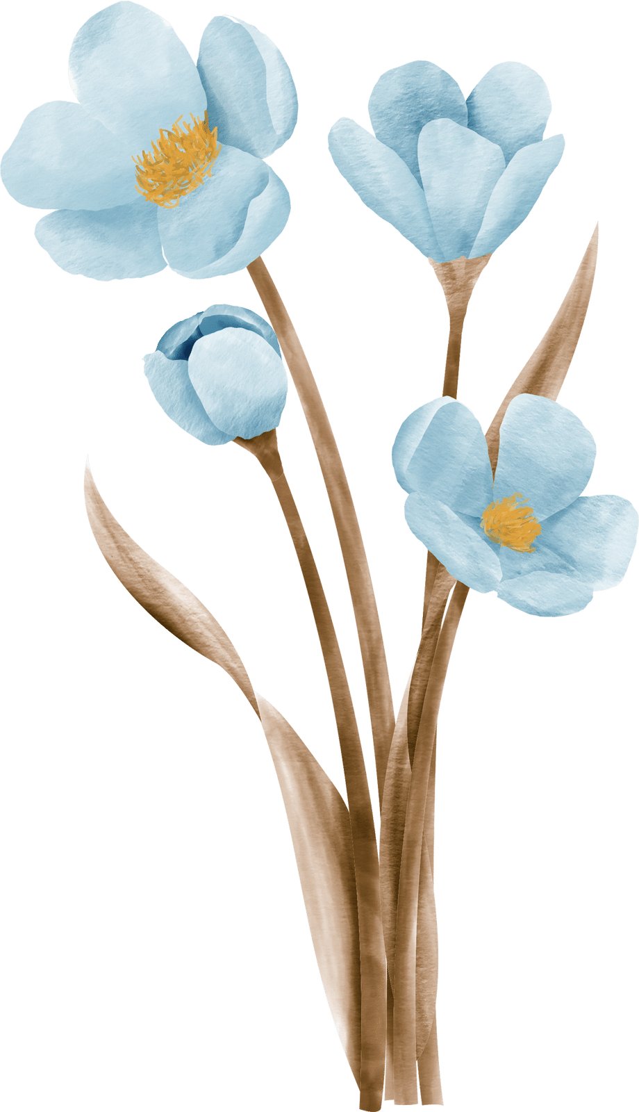 Vintage Blue Flower Watercolour Perfect for Wedding Card Design